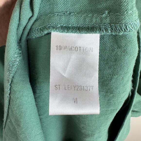 Pomander Place Tuckernuck Pleated Mini Dress Medium Green V-Neck Cotton Preppy - Picture 7 of 10